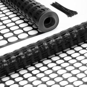 Ohuhu Plastic Garden Snow Fence, 4’x100’/10.7LB Reusable Netting Plastic Safety Fence Roll, Temporary Fence Snow Fencing Economy Construction Fencing Poultry Fence for Deer Rabbits Chicken Dogs(Black)
