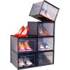 imageOhuhu Shoe Storage Ultra Large Shoe Organizer Heavy Duty 6 Pack Plastic Storage Bins Container Boxes Clear Stackable Sneaker Case Drawers Front Opening for Closet and Entryway Fit up to US Size 14