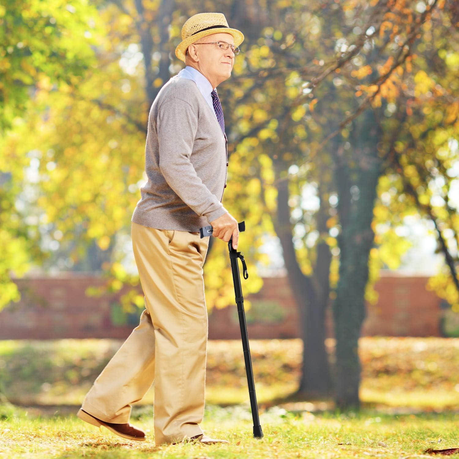 imageFolding Cane Ohuhu Adjustable Foldable Walking Cane for Men Women with 5 Adjustable Heights Collapsible Lightweight Balancing Mobility Aid Portable Hand Cane Walking Stick for Father Mother Gift