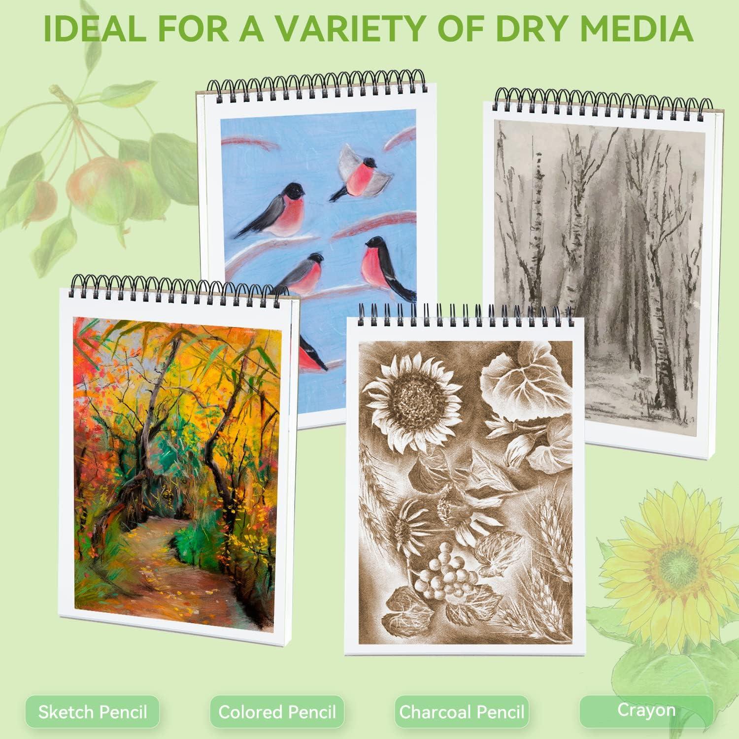 imageOhuhu 9x126 Sketch Book Premium Sketchbook 2 Packs x 100 Sheets 130 GSM 80 LB Thick Paper Spiral Bound AcidFree Sketch Pad for Sketching Drawing Colored Pencil Artists Beginners Adults Kids