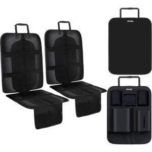Ohuhu 4 Packs Baby Child Car Seat Protectors and Kick Mat Car Back Seat Cover – 2 Sets Auto Seat Cover for Carseats and Kids Kick Mats with Backseat Organizer