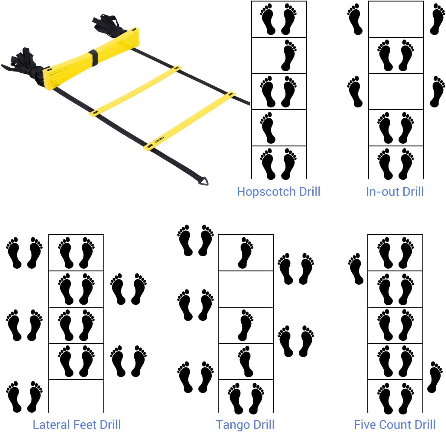 imageAgility Ladder Speed Training Set Ohuhu 12 Rung 20ft Soccer Training Equipment for Kids with 12 Cones 4 Steel Stakes Instruction Manual amp Carrying Bag for Football Exercise Sports Footwork Training