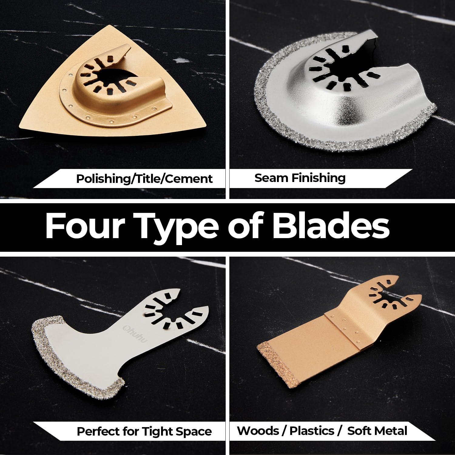 imageDiamond Oscillating Tool Blades Ohuhu 7PCS Universal Grit Multitool Saw Blades Set for Tile Grout Mortar Concrete Masonry Removal7pcssilver