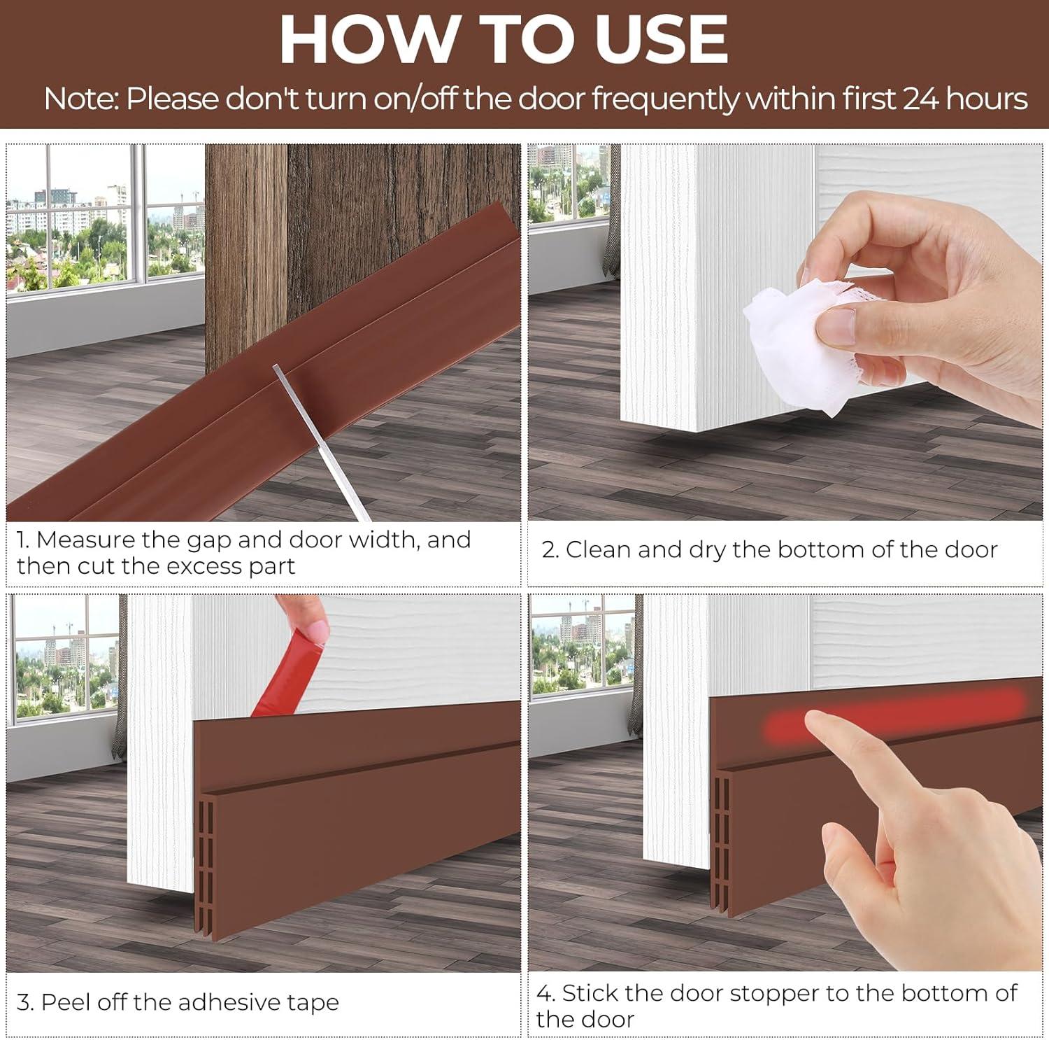 imageDoor Draft Stopper Weather Stripping Ohuhu Under Door Bottom Seal Strip Sweep Blocker Gap Filler Flexible Noise Insulation Draft Guard for Bottom of Door Garage Brown 39 L x2 W39 L x2 W Pack of 2