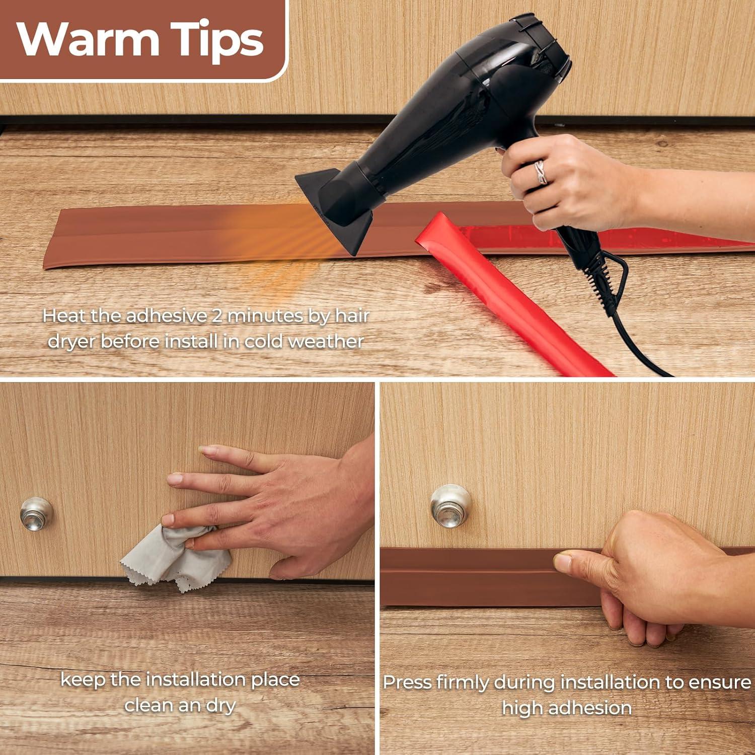 imageDoor Draft Stopper Weather Stripping Ohuhu Under Door Bottom Seal Strip Sweep Blocker Gap Filler Flexible Noise Insulation Draft Guard for Bottom of Door Garage Brown 39 L x2 W39 L x2 W Pack of 2
