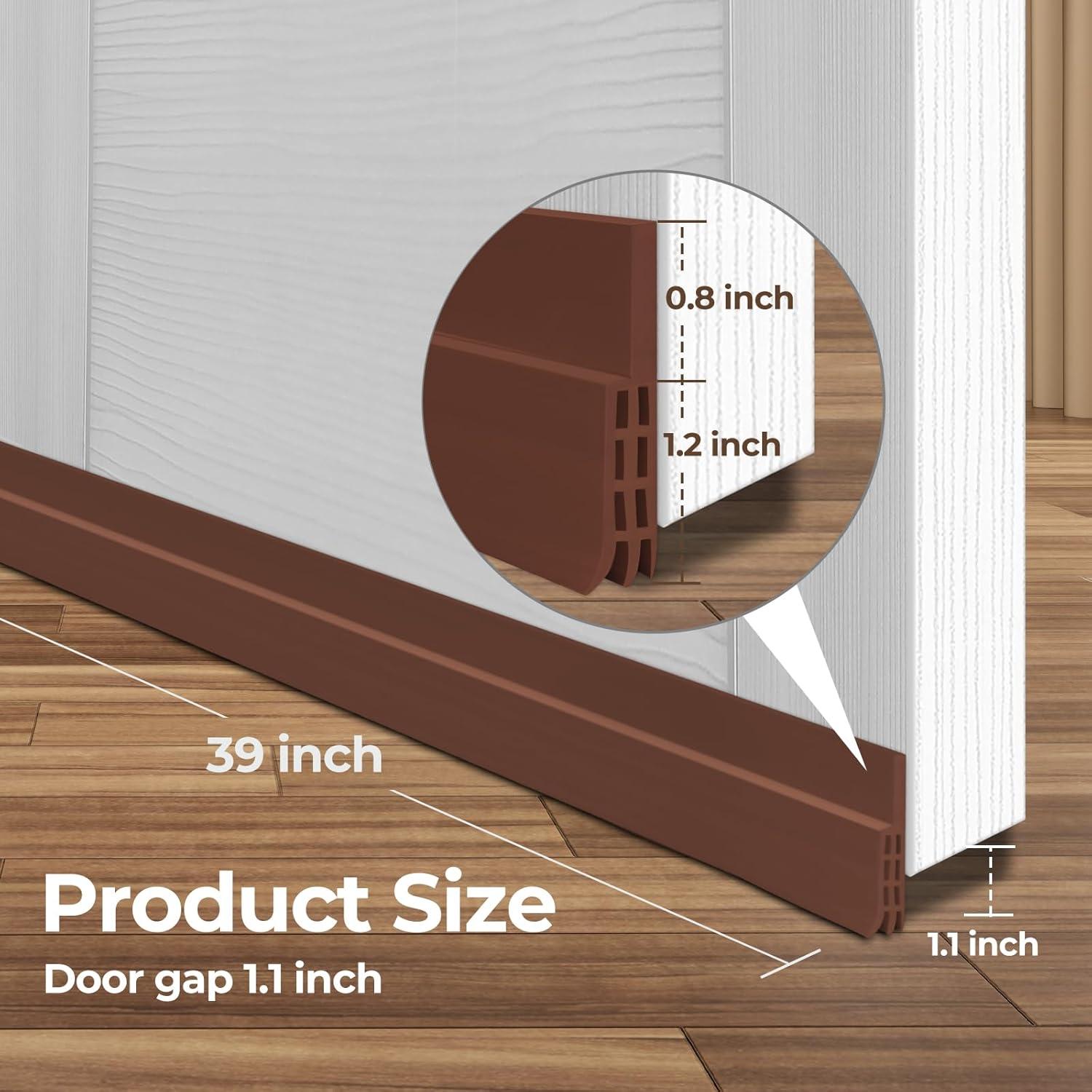 imageDoor Draft Stopper Weather Stripping Ohuhu Under Door Bottom Seal Strip Sweep Blocker Gap Filler Flexible Noise Insulation Draft Guard for Bottom of Door Garage Brown 39 L x2 W39 L x2 W Pack of 2