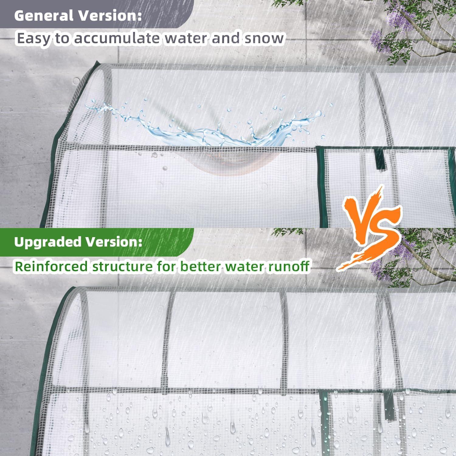 imageLean to Greenhouse for Outdoors Ohuhu Portable Tomato Green House Heavy Duty with RollUp Zippered Door Tall Plastic Greenhouses for Outside Winter Plants Growing Shed for Backyard 66x25x56 FTWhite PE