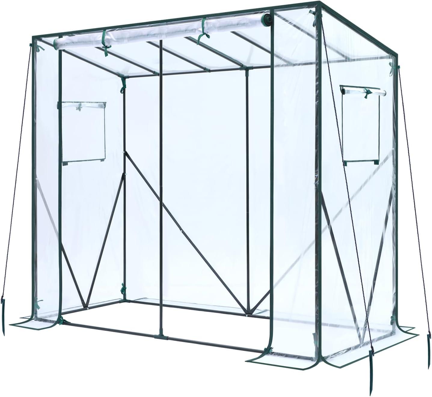 imageLean to Greenhouse for Outdoors Ohuhu Portable Tomato Green House Heavy Duty with RollUp Zippered Door Tall Plastic Greenhouses for Outside Winter Plants Growing Shed for Backyard 66x25x56 FTClear PVC
