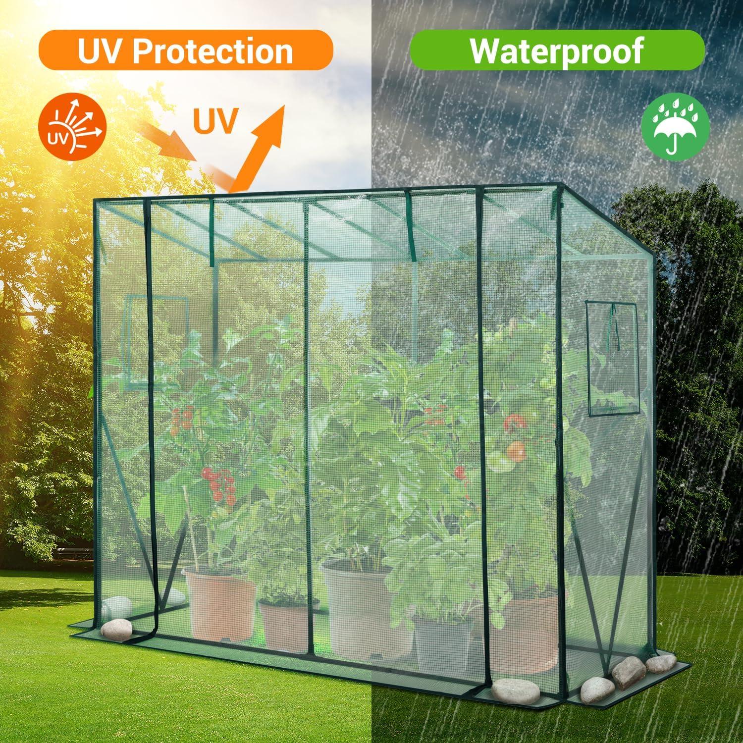imageLean to Greenhouse for Outdoors Ohuhu Portable Tomato Green House Heavy Duty with RollUp Zippered Door Tall Plastic Greenhouses for Outside Winter Plants Growing Shed for Backyard 66x25x56 FTPolyethylene