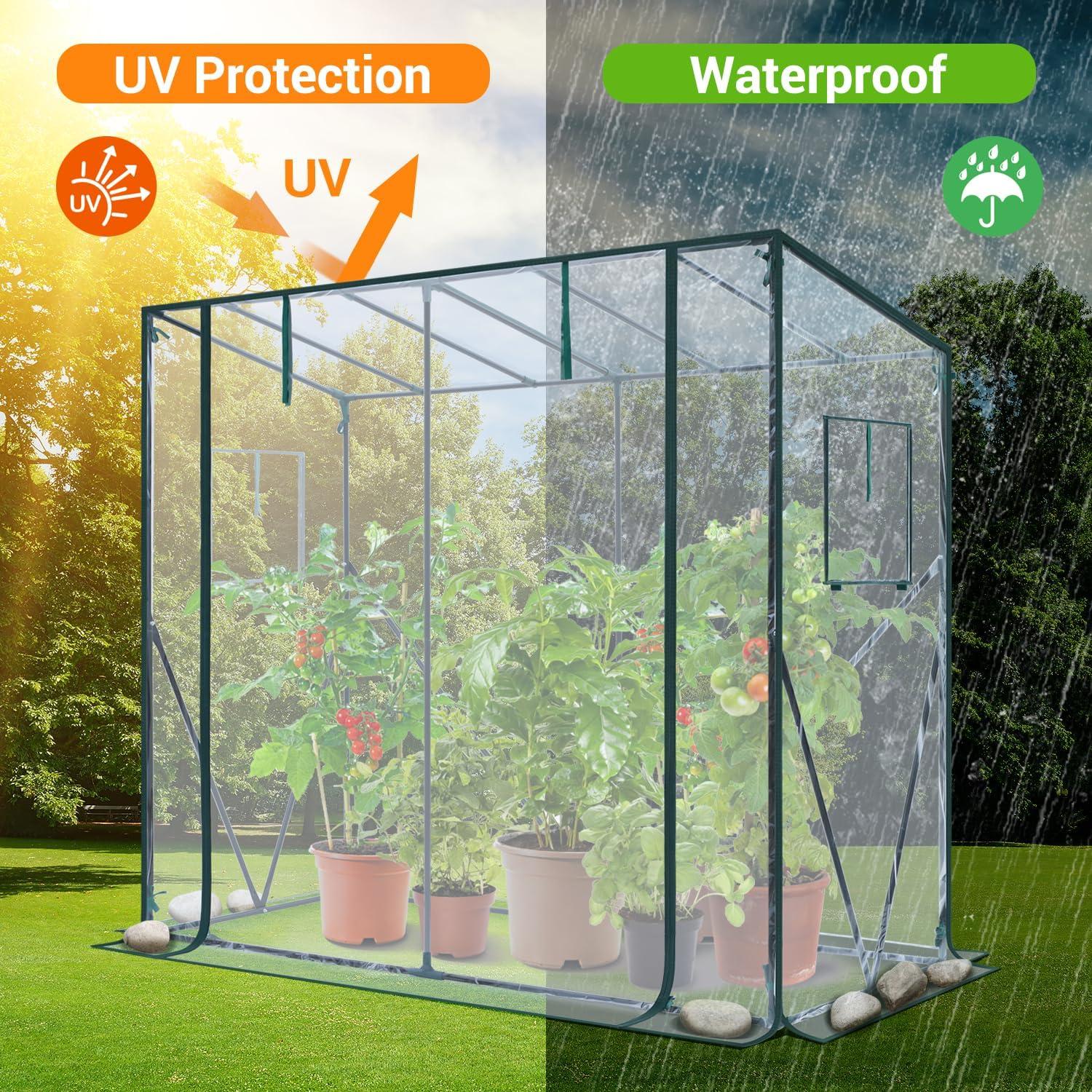 imageLean to Greenhouse for Outdoors Ohuhu Portable Tomato Green House Heavy Duty with RollUp Zippered Door Tall Plastic Greenhouses for Outside Winter Plants Growing Shed for Backyard 66x25x56 FTClear PVC