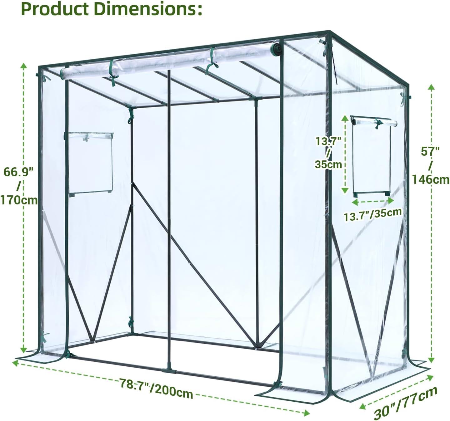 imageLean to Greenhouse for Outdoors Ohuhu Portable Tomato Green House Heavy Duty with RollUp Zippered Door Tall Plastic Greenhouses for Outside Winter Plants Growing Shed for Backyard 66x25x56 FTClear PVC