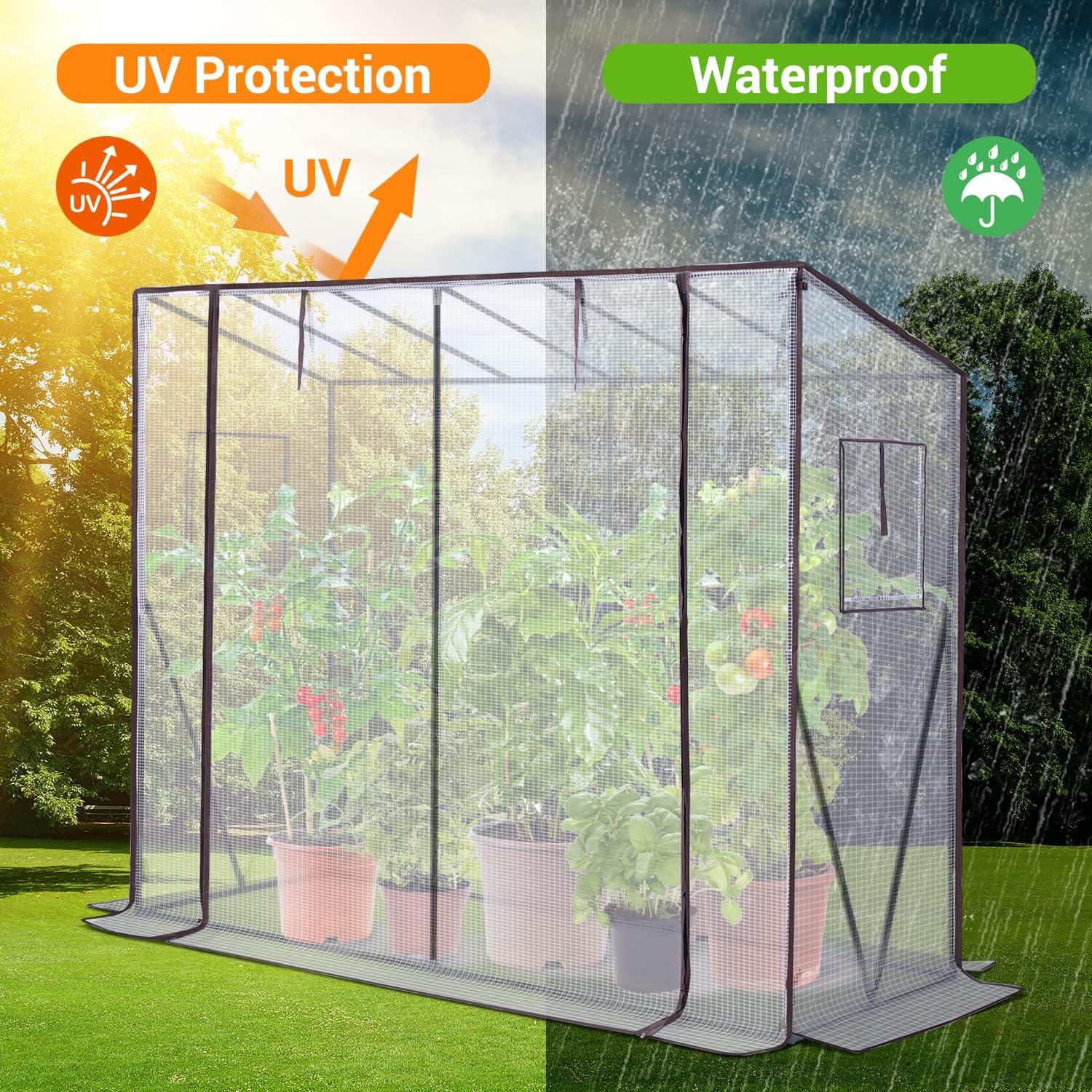 imageLean to Greenhouse for Outdoors Ohuhu Portable Tomato Green House Heavy Duty with RollUp Zippered Door Tall Plastic Greenhouses for Outside Winter Plants Growing Shed for Backyard 66x25x56 FTWhite PE
