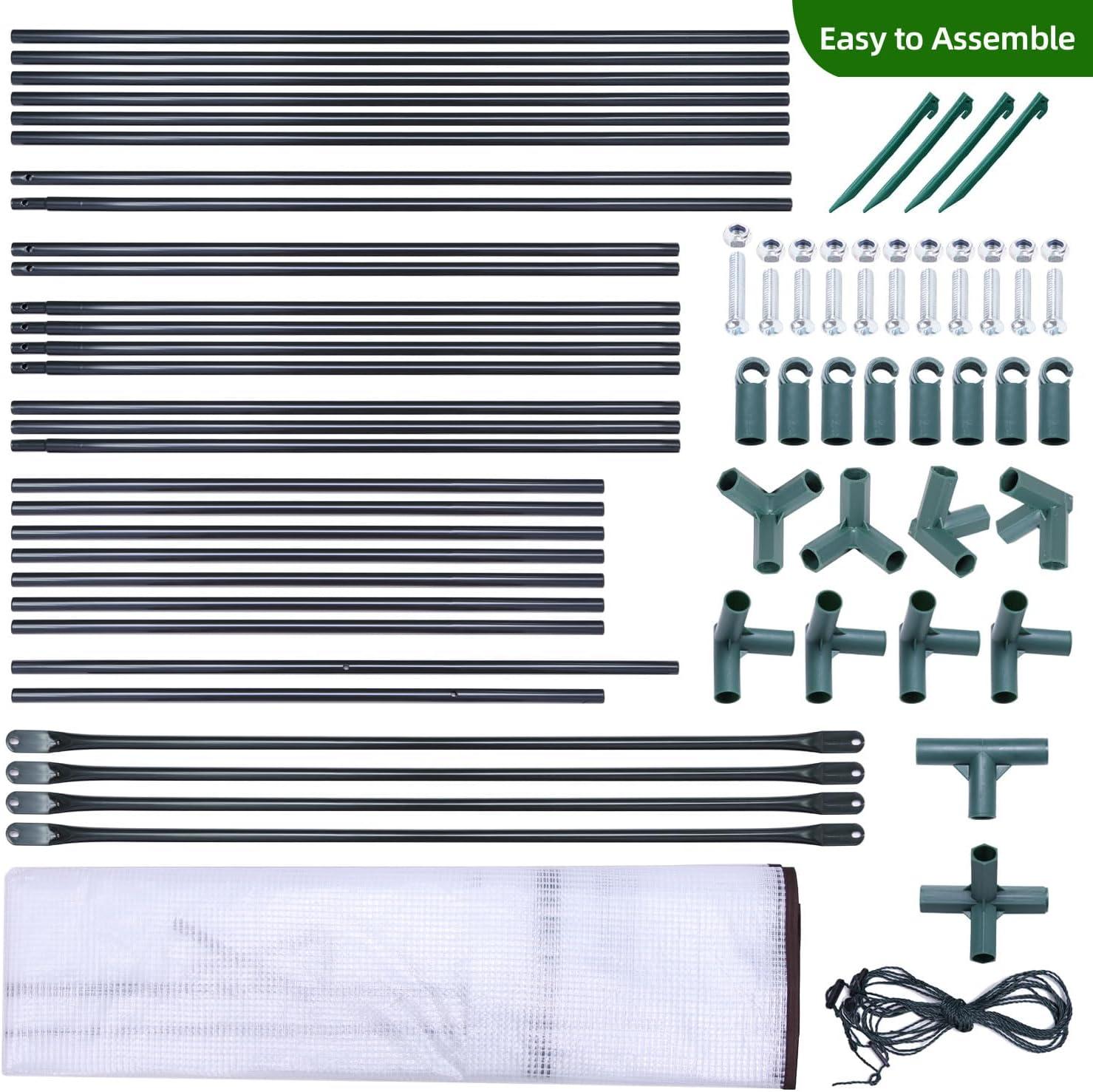 imageLean to Greenhouse for Outdoors Ohuhu Portable Tomato Green House Heavy Duty with RollUp Zippered Door Tall Plastic Greenhouses for Outside Winter Plants Growing Shed for Backyard 66x25x56 FTWhite PE