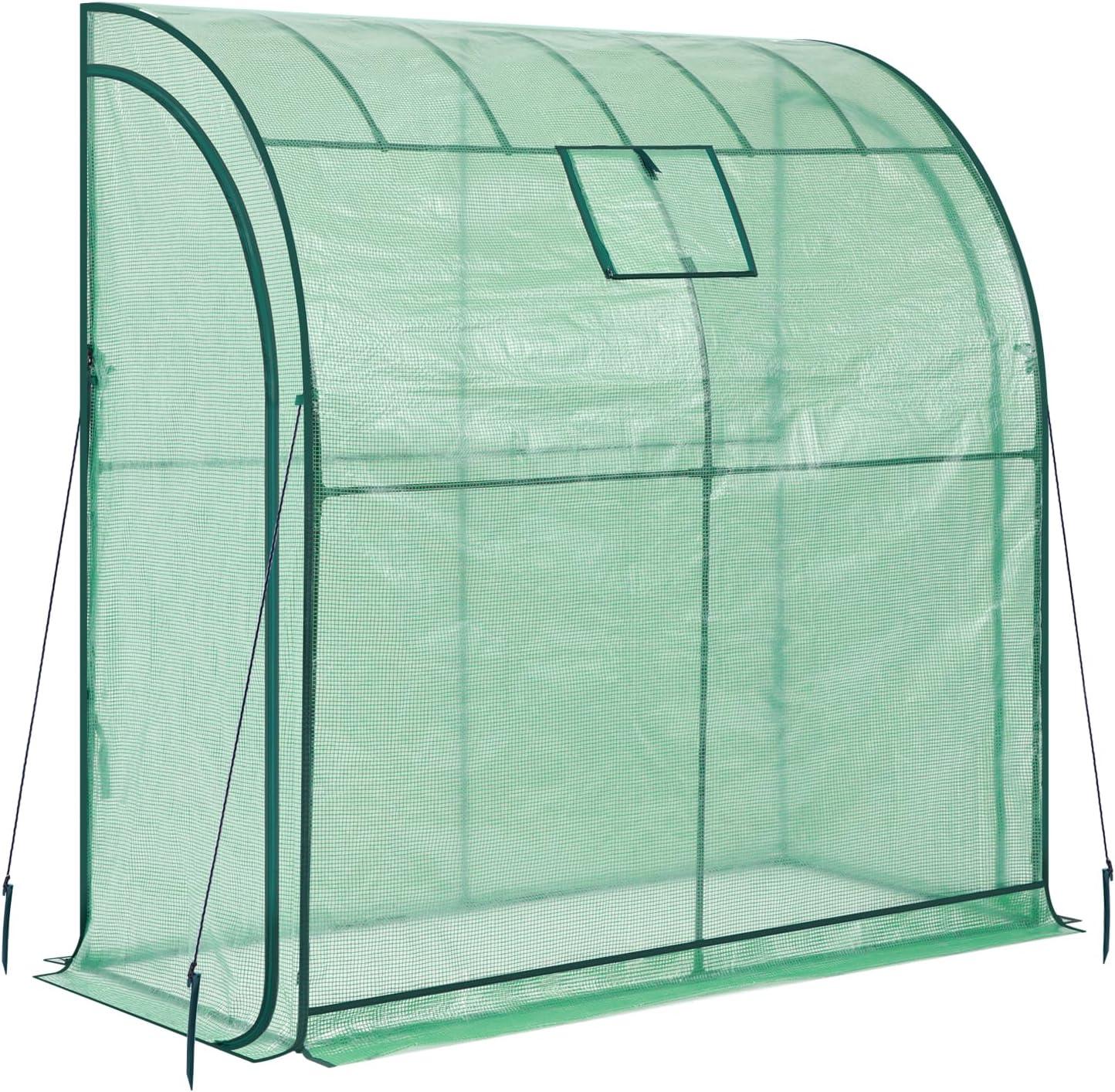 imageLean to Greenhouse for Outdoors Ohuhu Portable Tomato Green House Heavy Duty with RollUp Zippered Door Tall Plastic Greenhouses for Outside Winter Plants Growing Shed for Backyard 66x25x56 FTGreen PE