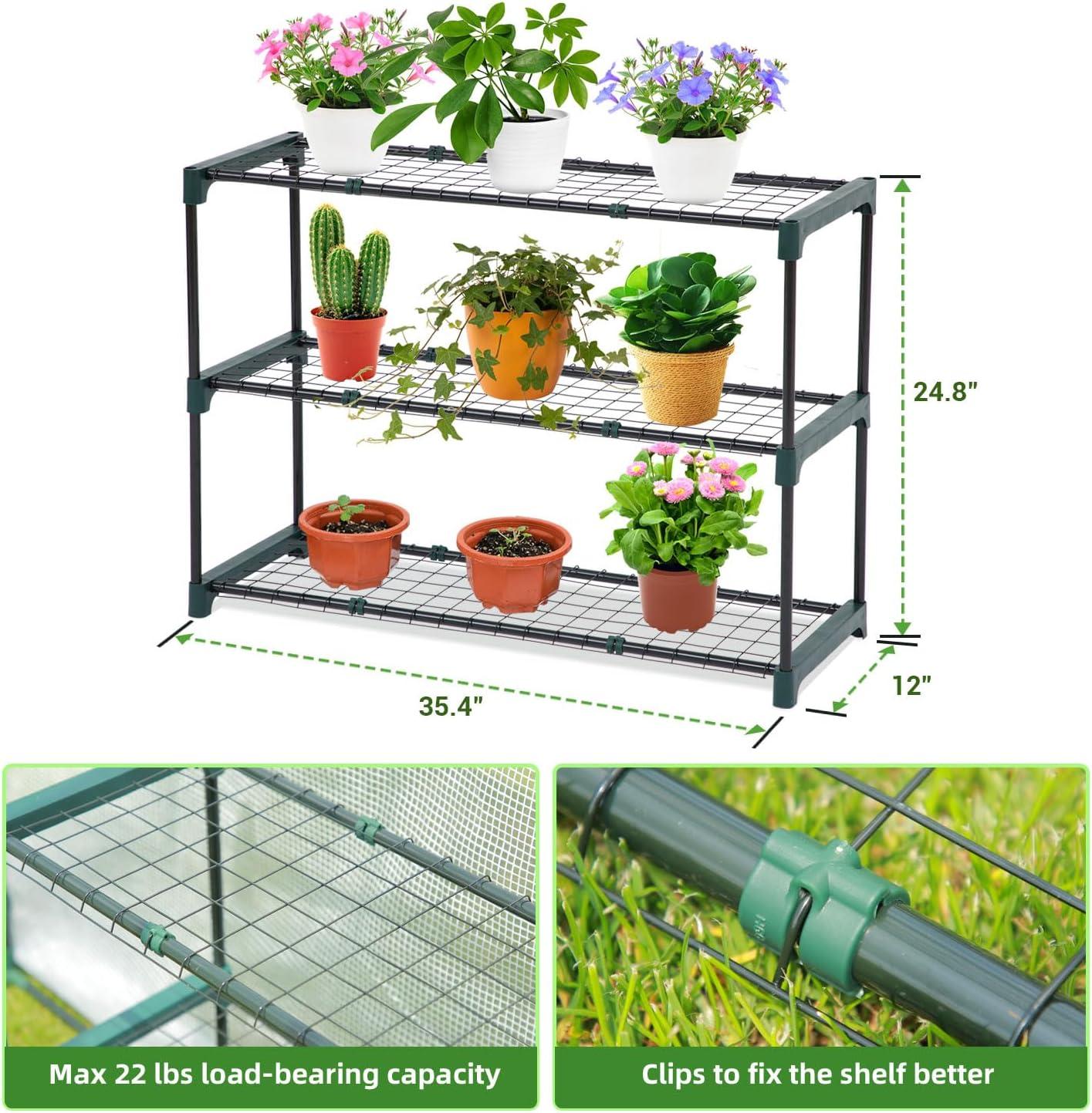 imageLean to Greenhouse for Outdoors Ohuhu Portable Tomato Green House Heavy Duty with RollUp Zippered Door Tall Plastic Greenhouses for Outside Winter Plants Growing Shed for Backyard 66x25x56 FTWhite PE