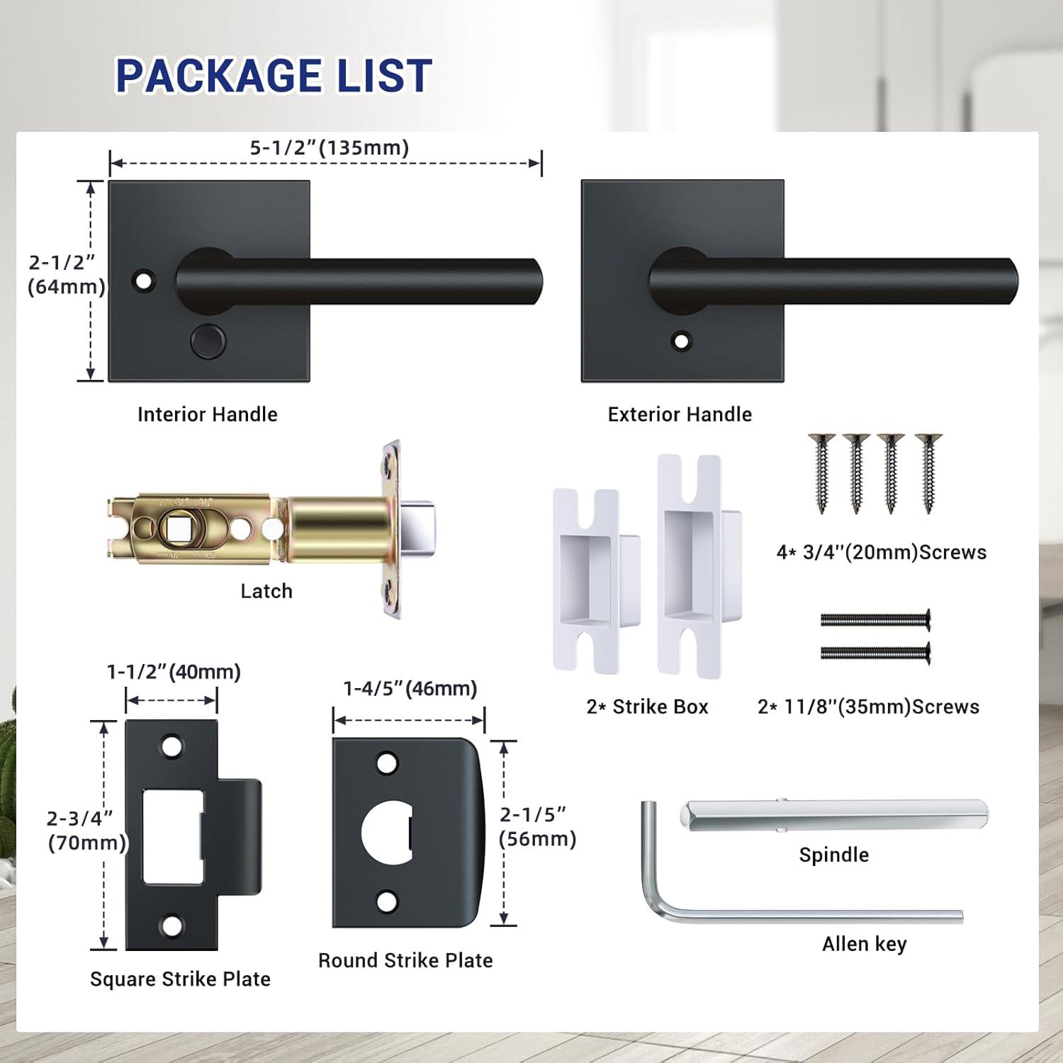 imageOhuhu Black Door Handle 6 Pack Door Knobs Interior Matte Heavy Duty Privacy Door Lever with Lock Square Modern Passage Locking Set Contemporary Reversible Keyless for Bedroom Bathroom Satin ZincBlack