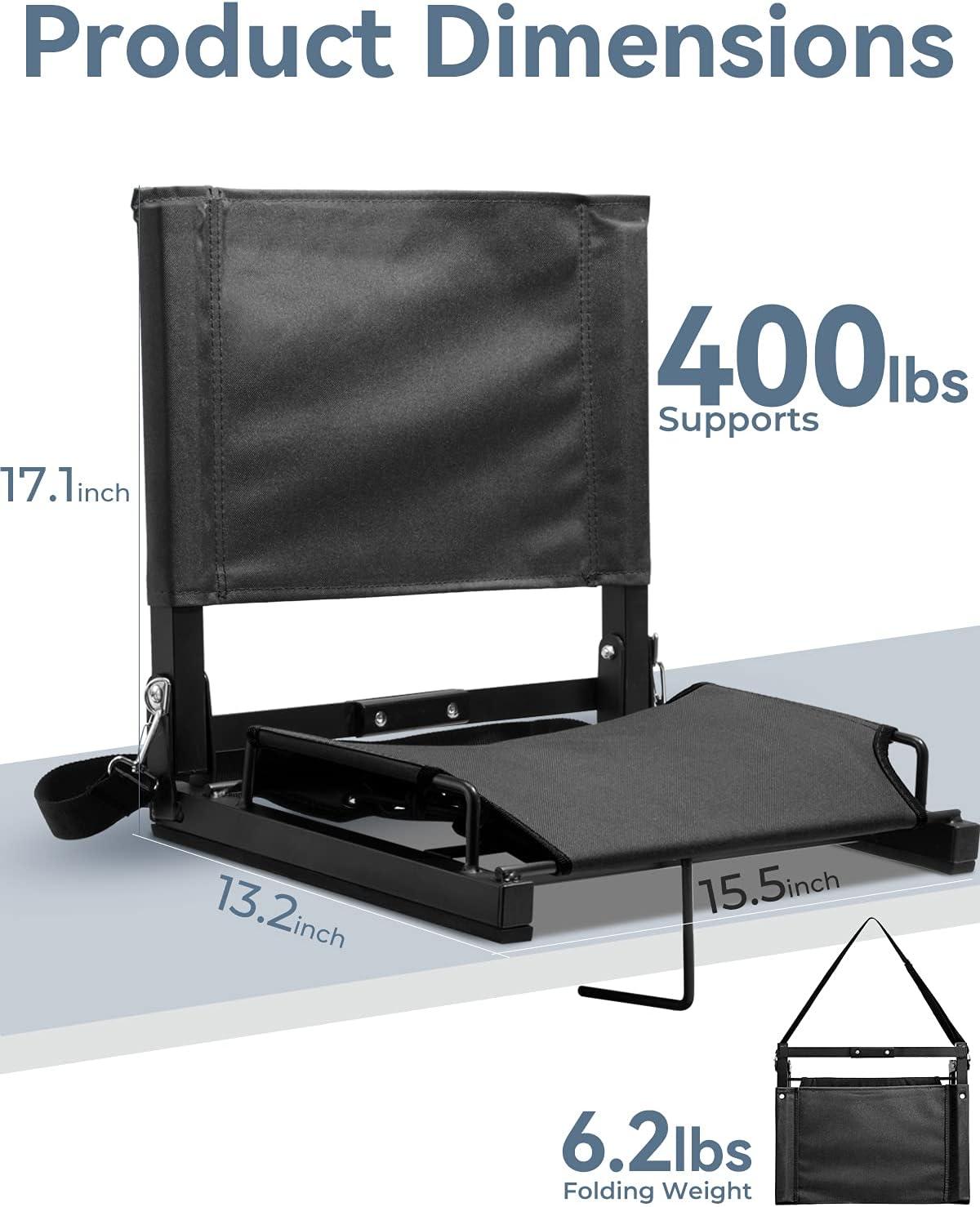 imageOhuhu Bleacher Seat with Backrest Stadium Seats for Bleacher Chairs with Back Support Portable Bleachers Seat with Shoulder Straps and Hook for Sports Events Baseball Soccer Kayak Boat