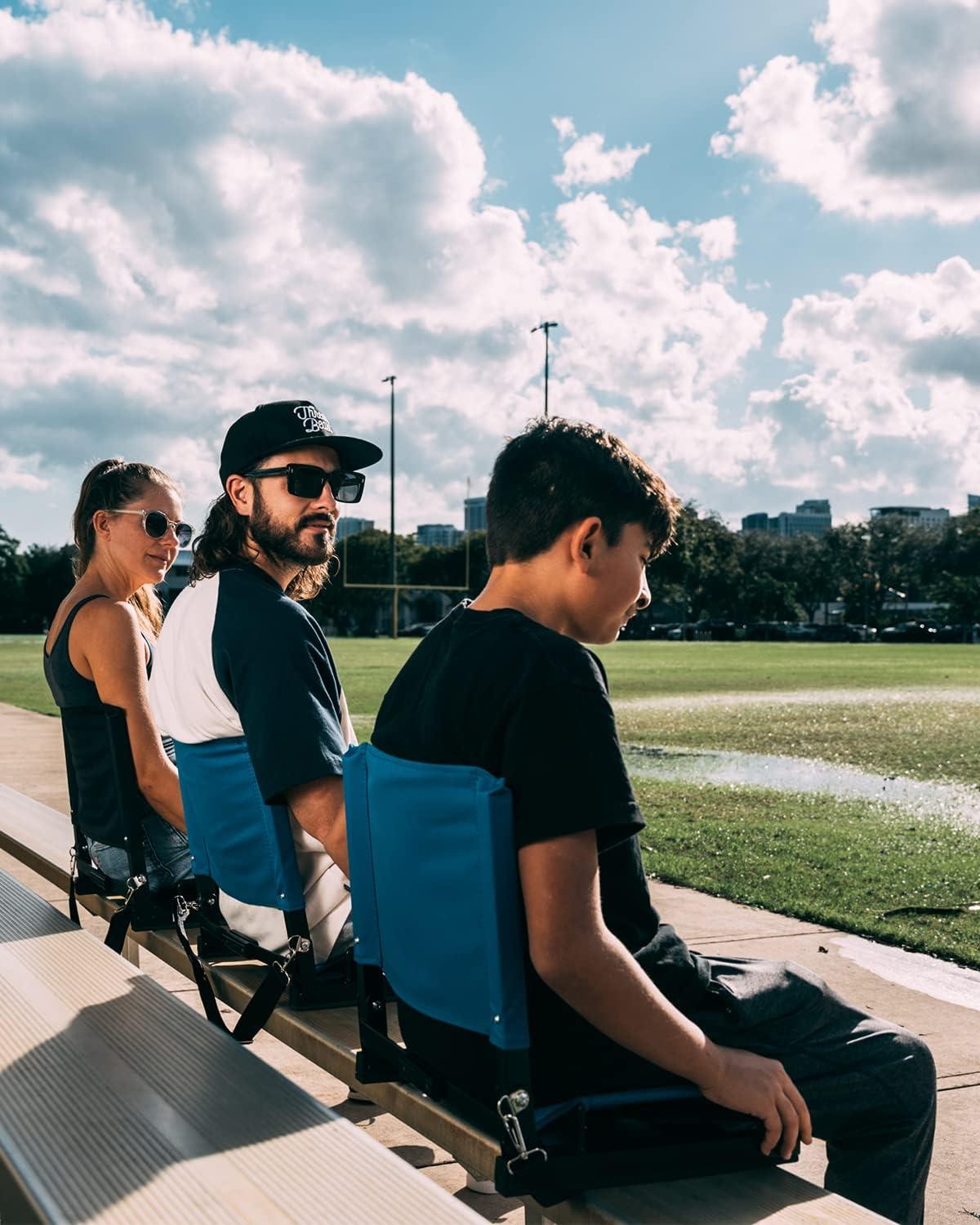 imageOhuhu Bleacher Seat with Backrest Stadium Seats for Bleacher Chairs with Back Support Portable Bleachers Seat with Shoulder Straps and Hook for Sports Events Baseball Soccer Kayak Boat