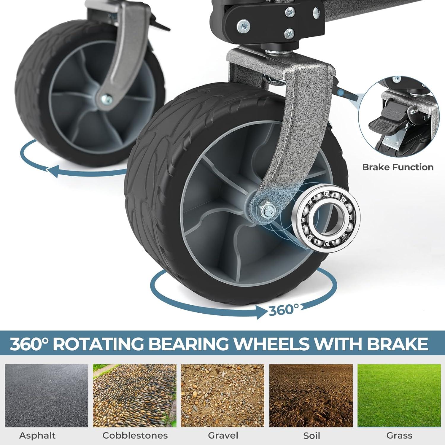 imageOhuhu Collapsible Wagon Cart with Big Wheels 200L440LB Capacity Foldable Beach Wagon for Sand Folding Utility Heavy Duty Garden Carts HeavyDuty Grocery Wagons for Sports Camping Picnic Shopping