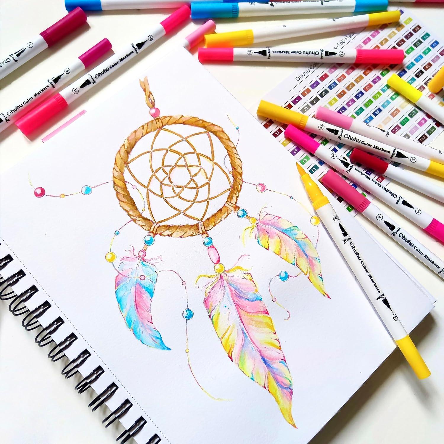 imageOhuhu Coloring Markers 100 Colors amp Mix Media Pad