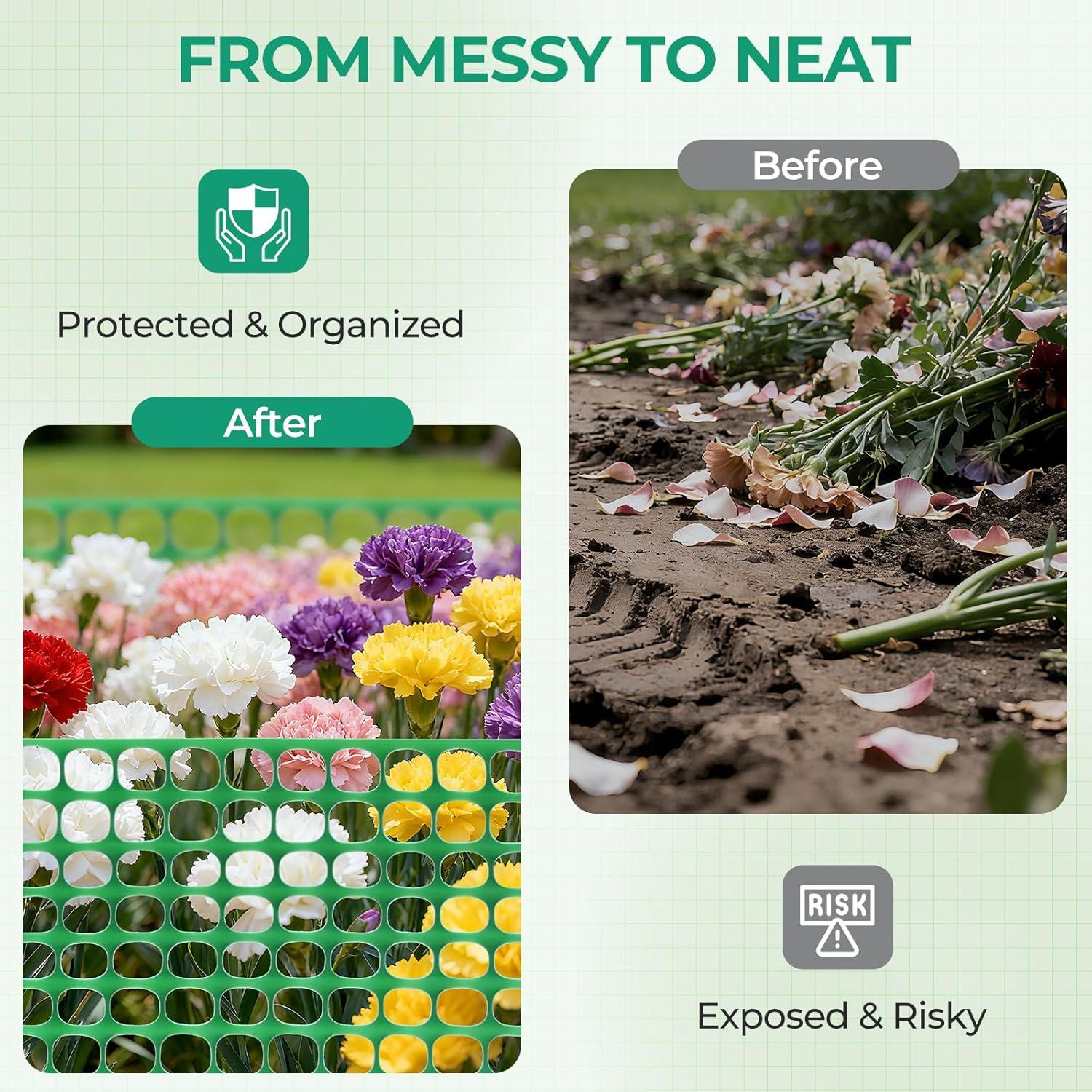 imageOhuhu Garden Fence Animal Barrier 4x50 Reusable Netting Plastic Safety Fence Roll with Zip Ties Temporary Pool Fence Snow Fence Construction Fencing for Poultry Deer Rabbits Chicken Dogs Green