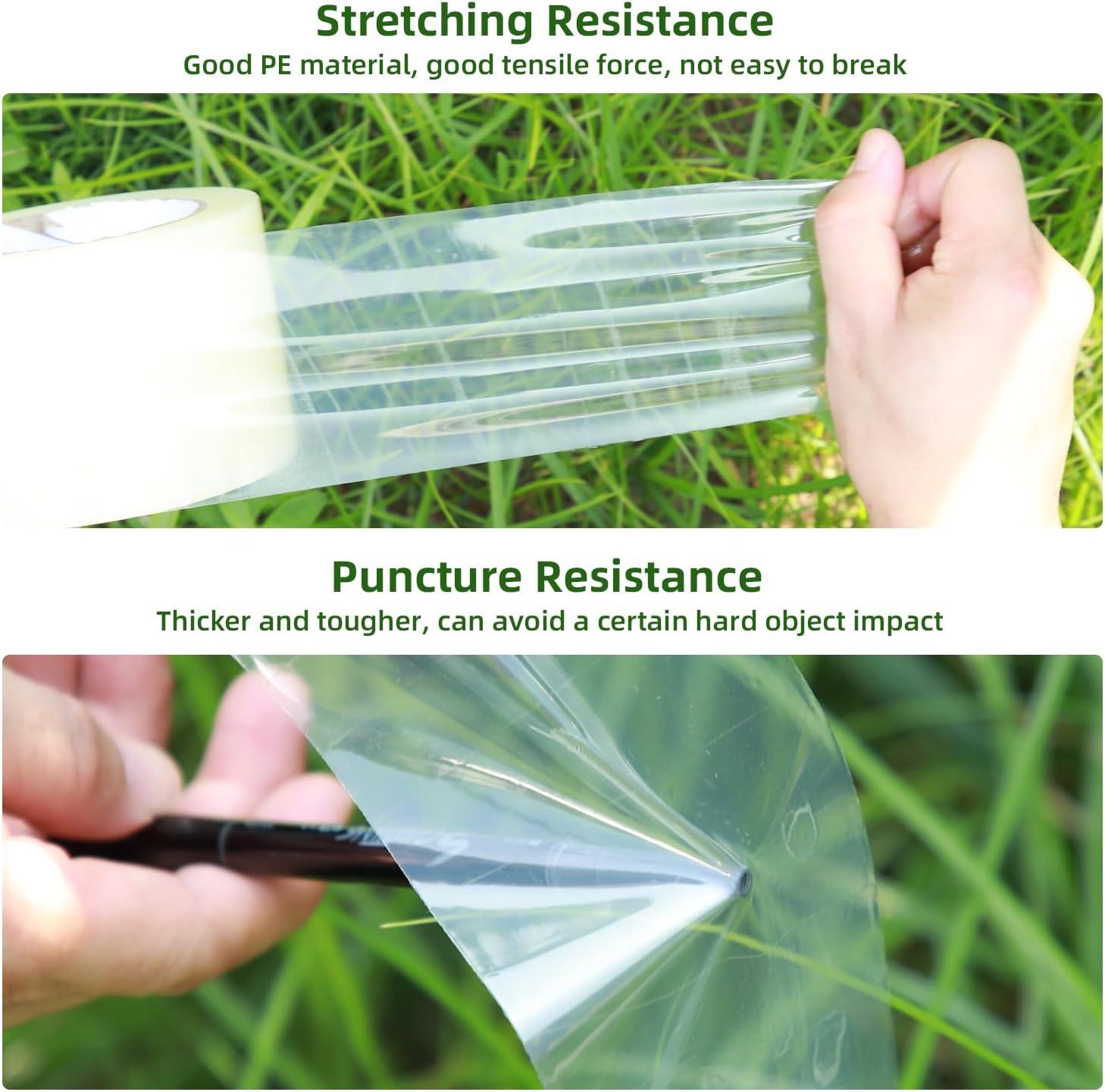 imageOhuhu Greenhouse Repair Tape Plastic 3 x 98 Green House Sheeting Tape 63 mil Reinforced Clear Plastic Film for Greenhouse Polyethylene PE Cover Repair6 x 98