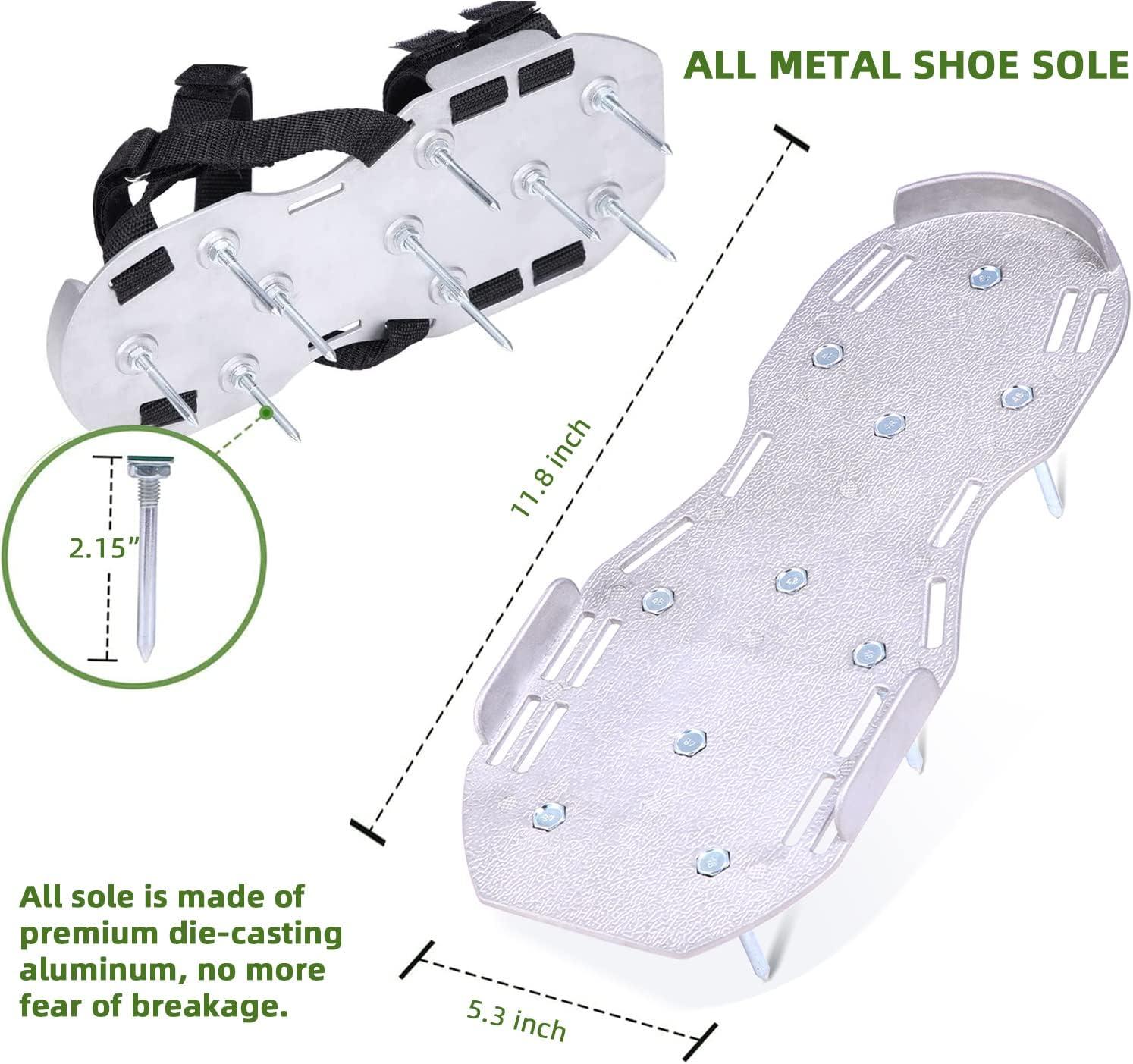 imageOhuhu Metal Lawn Aerator Shoes Upgraded Aluminum Aerating Shoe with 22 Durable Spikes FreeInstallation Spiked Sandals with Stainless Steel Shovel for Yard Patio Garden Grass