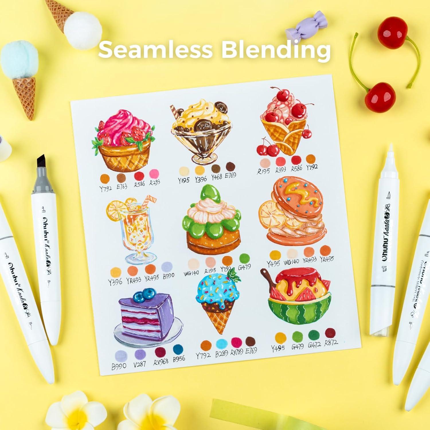 imageOhuhu Mini Brush Tip Alcohol Markers Kaala B Series Fineliner Micro Pens 8 Pack Black Ink Alcoholproof Pens