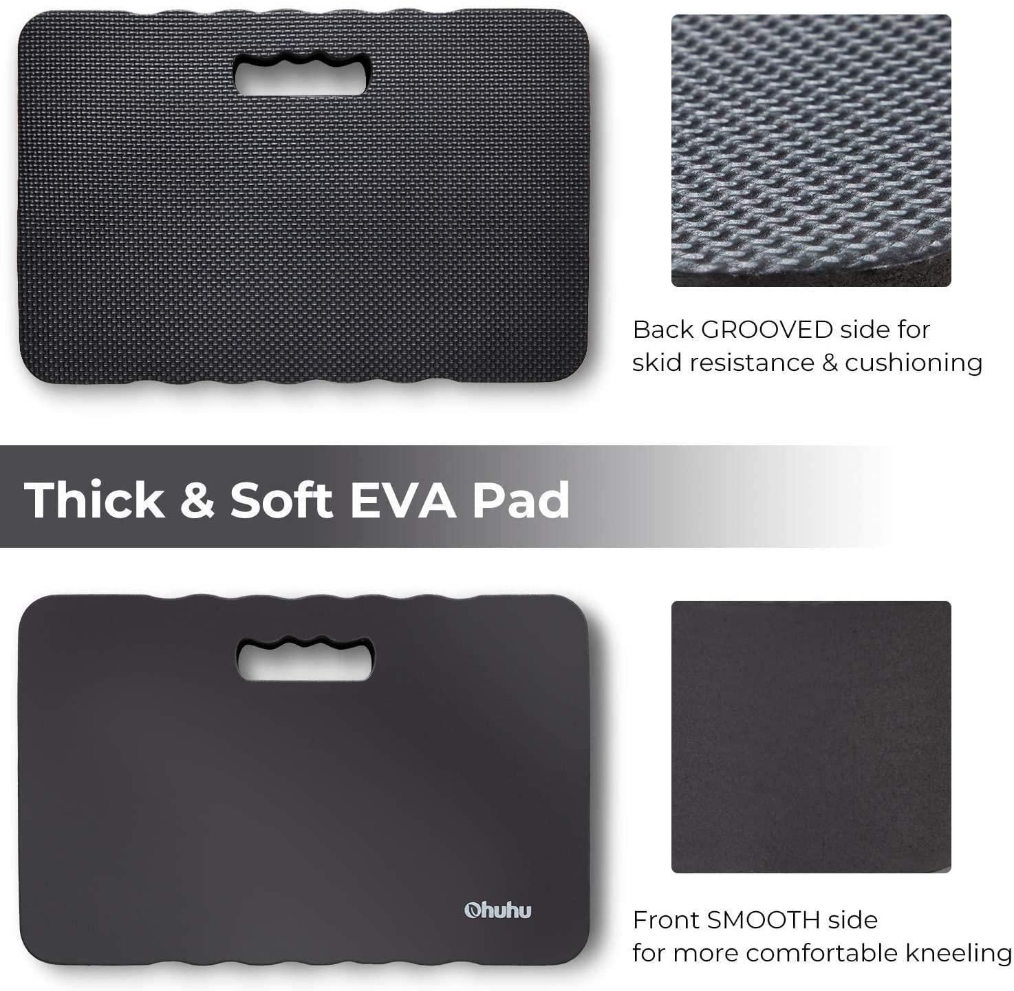 imageOhuhu Premium Thick Kneeling Pad 2Pack Large Comfortable Gardening Knee Mat with 2 Different Surfaces Extra Thick Knee Cushion Kneeler for Gardening Work Baby Bath Exercise Perfect GiftsBlack