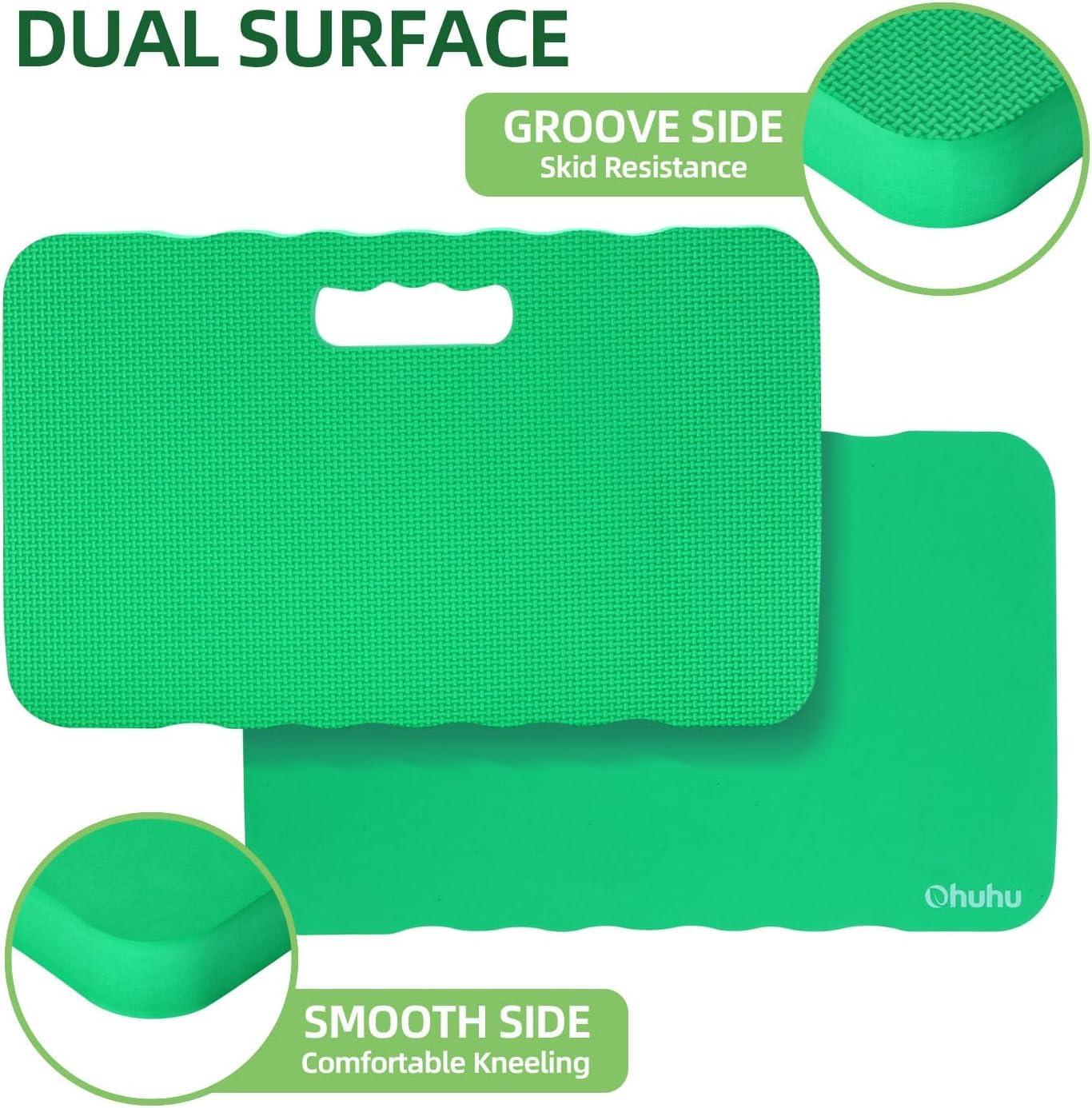 imageOhuhu Premium Thick Kneeling Pad 2Pack Large Comfortable Gardening Knee Mat with 2 Different Surfaces Extra Thick Knee Cushion Kneeler for Gardening Work Baby Bath Exercise Perfect GiftsGreen