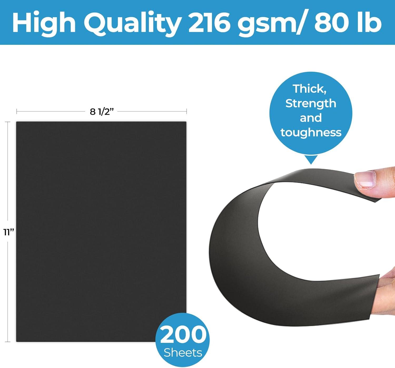 imageOhuhu White Cardstock Thick Paper 200 Sheets 85 x 11 Heavyweight 80 lb216 gsm Card Stock for Crafts and DIY Card MakingBlack