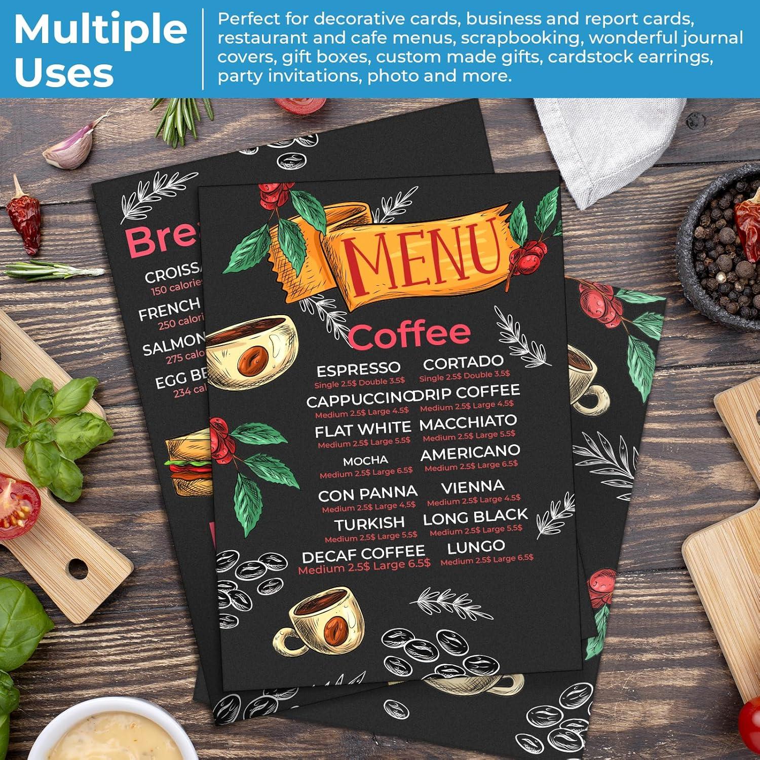 imageOhuhu White Cardstock Thick Paper 200 Sheets 85 x 11 Heavyweight 80 lb216 gsm Card Stock for Crafts and DIY Card MakingBlack