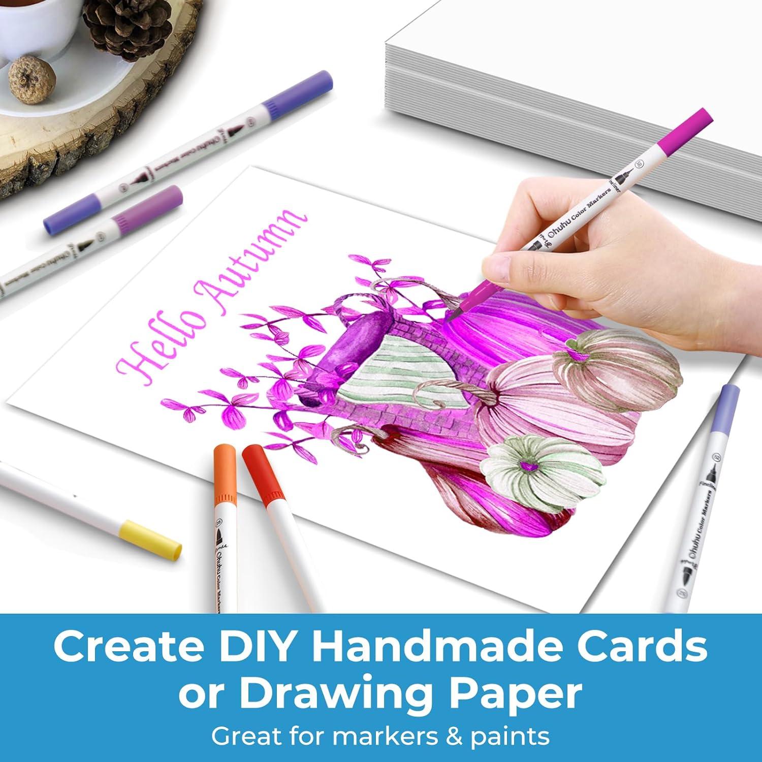 imageOhuhu White Cardstock Thick Paper 200 Sheets 85 x 11 Heavyweight 80 lb216 gsm Card Stock for Crafts and DIY Card MakingWhite