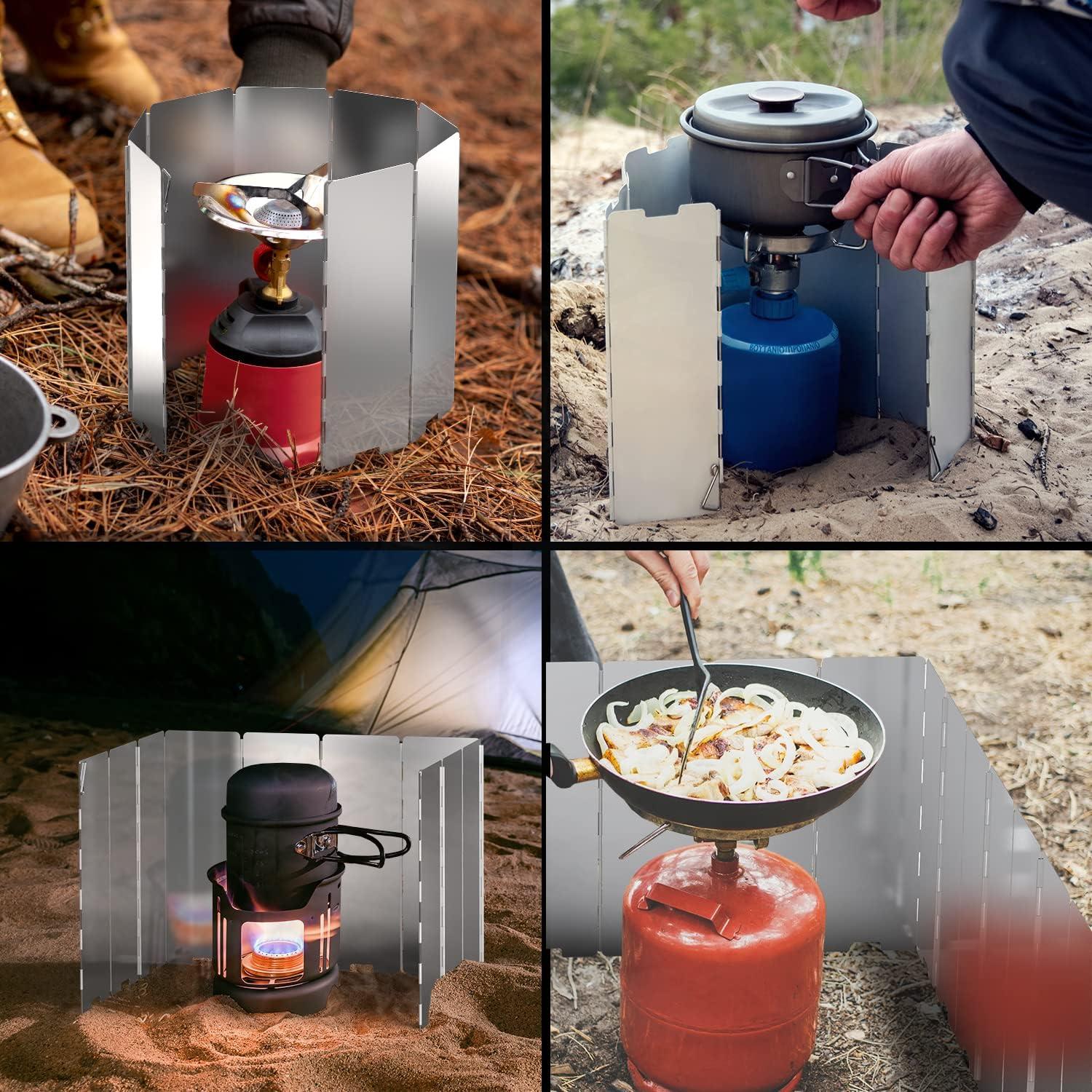 imageOhuhu Wood Burning Camp Stoves 12 Plates Camp Stove Windscreen for Camping Picnic Backpacking Cooking