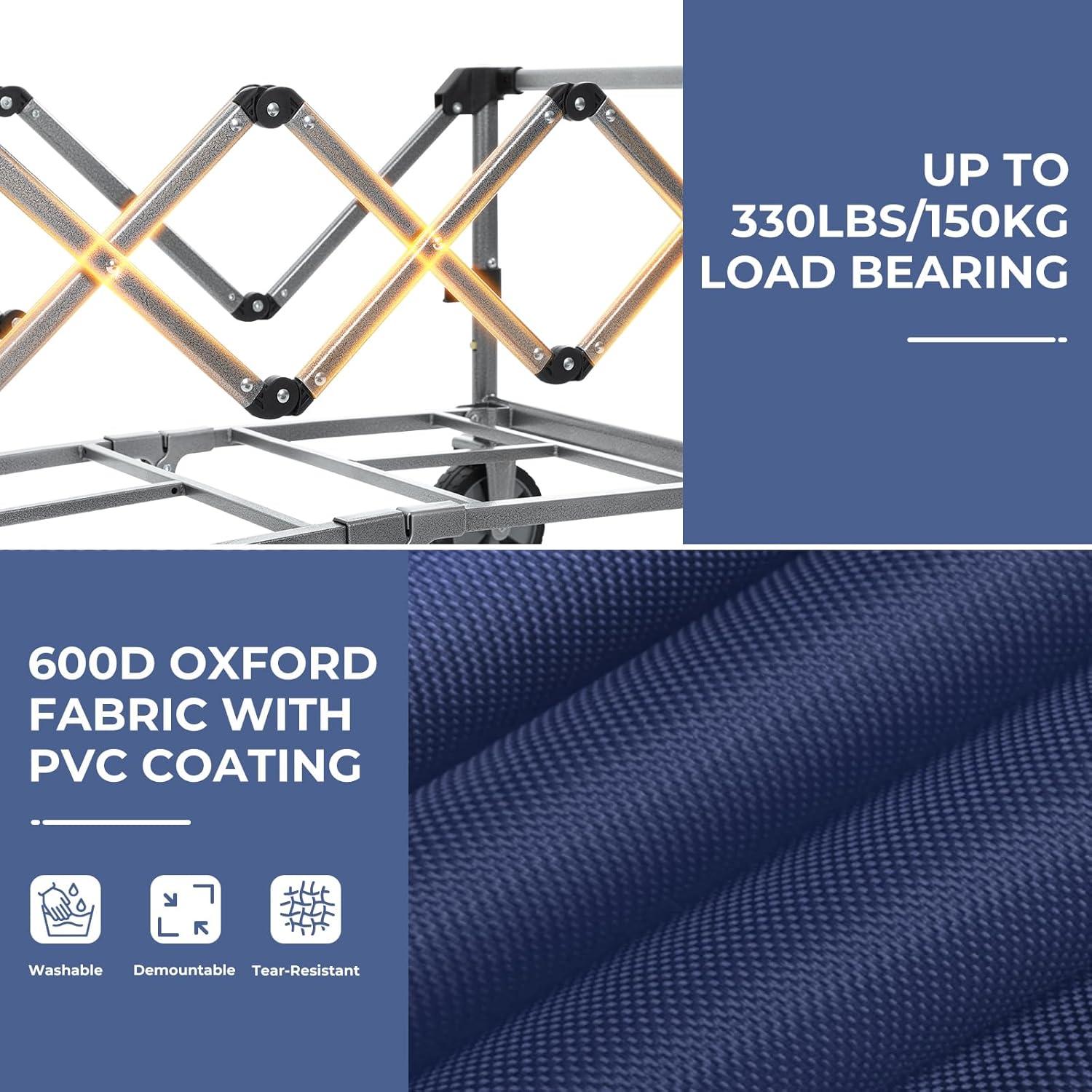 imageWagon Cart Foldable Utility Wagons Ohuhu Collapsible Folding Shopping Carts with Wheels 85L330 LB Capacity 600D Oxford Fabric HeavyDuty Portable Grocery Wagon for Sports Camping Picnic Garden