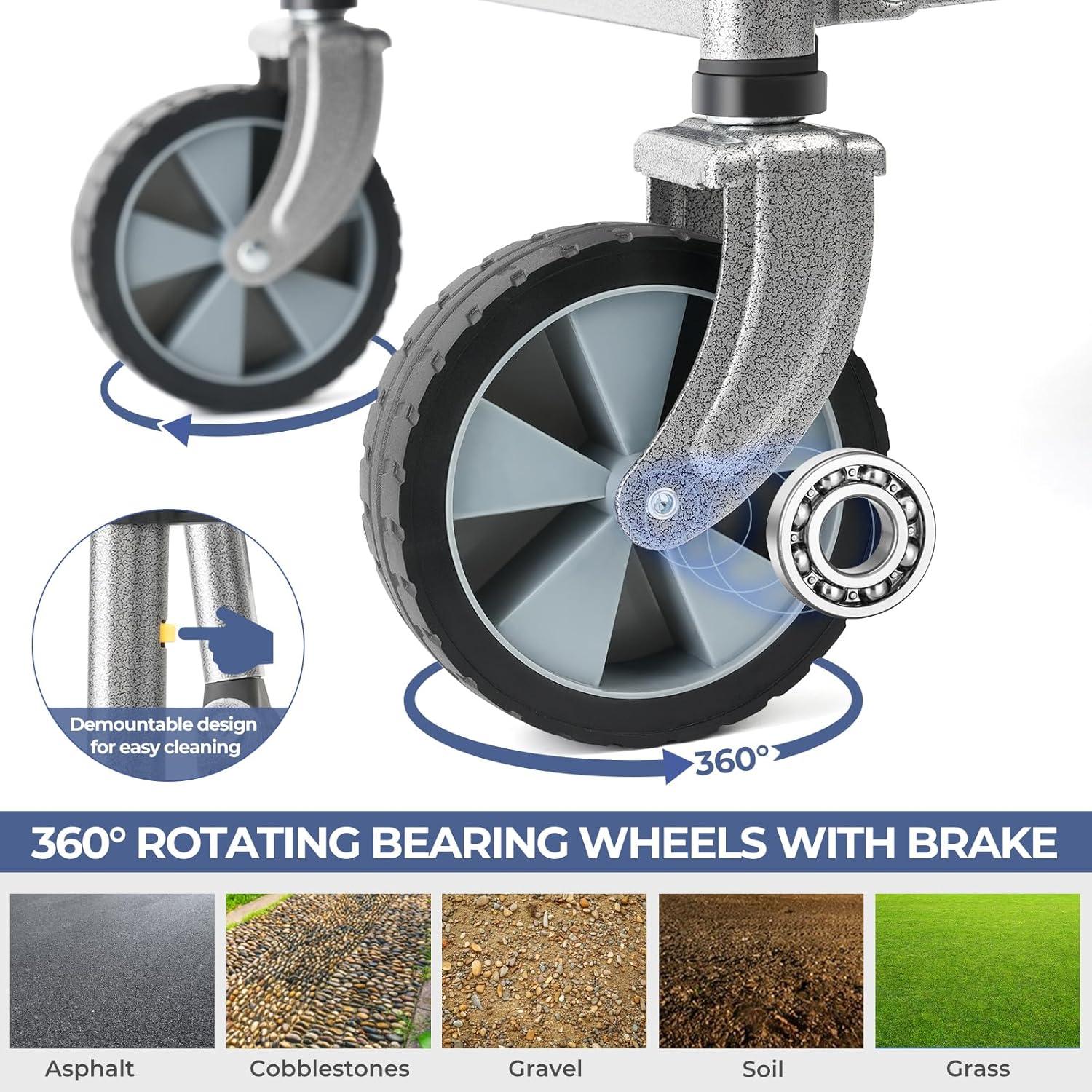 imageWagon Cart Foldable Utility Wagons Ohuhu Collapsible Folding Shopping Carts with Wheels 85L330 LB Capacity 600D Oxford Fabric HeavyDuty Portable Grocery Wagon for Sports Camping Picnic Garden