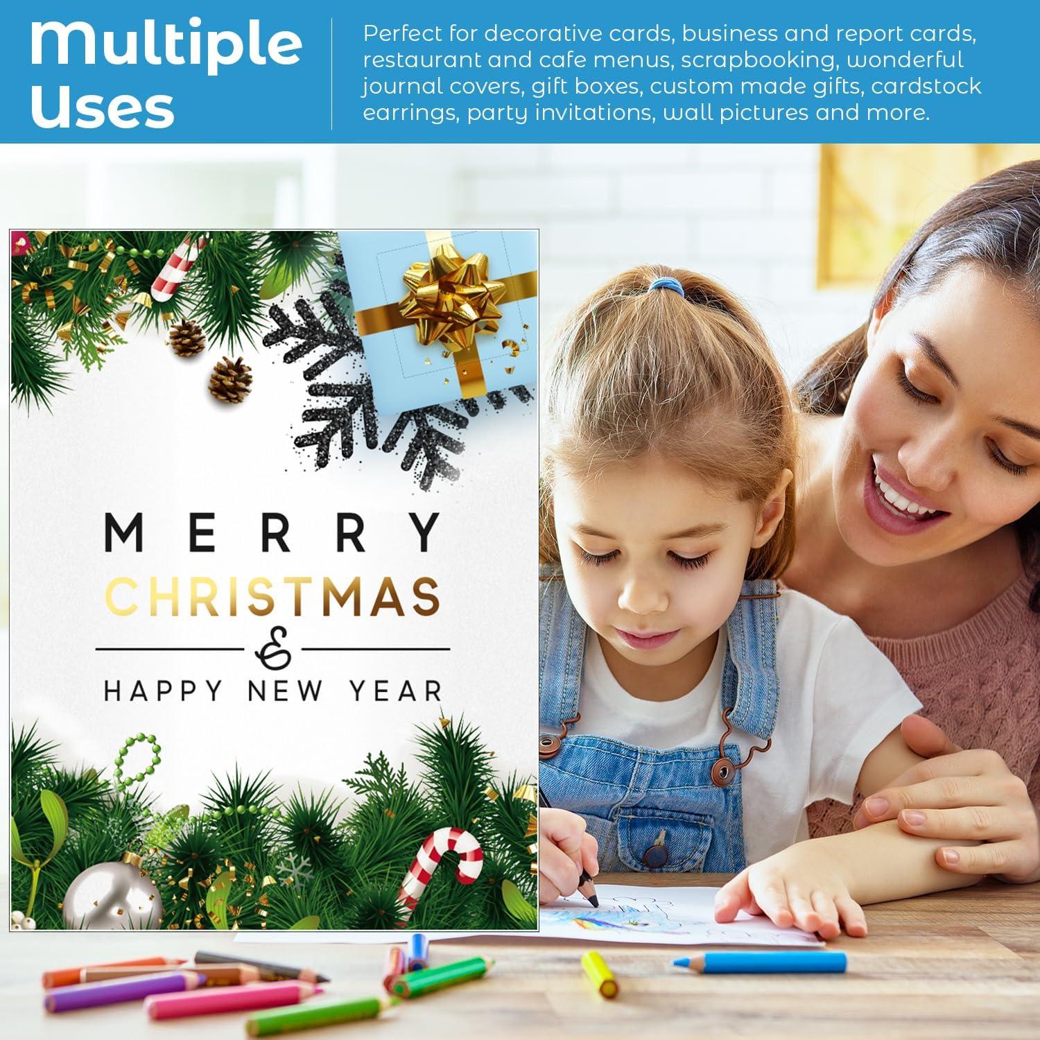 imageWhite Shimmer Cardstock 100 Sheets Ohuhu 85 x 11 Heavyweight 80 lb 216 gsm DoubleSided Shimmer Card Stock Metallic Paper for Crafts DIY Making Cards Invitations