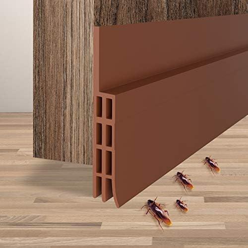 imageDoor Draft Stopper Weather Stripping Ohuhu Under Door Bottom Seal Strip Sweep Blocker Gap Filler Flexible Noise Insulation Draft Guard for Bottom of Door Garage Brown 39 L x2 W39 L x2 W