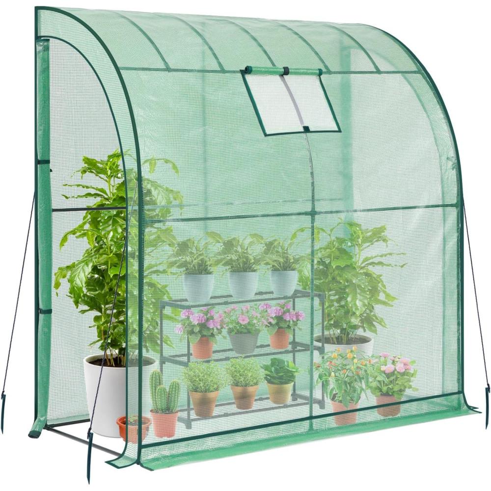 imageLean to Greenhouse for Outdoors Ohuhu Portable Tomato Green House Heavy Duty with RollUp Zippered Door Tall Plastic Greenhouses for Outside Winter Plants Growing Shed for Backyard 66x25x56 FTGreen PE