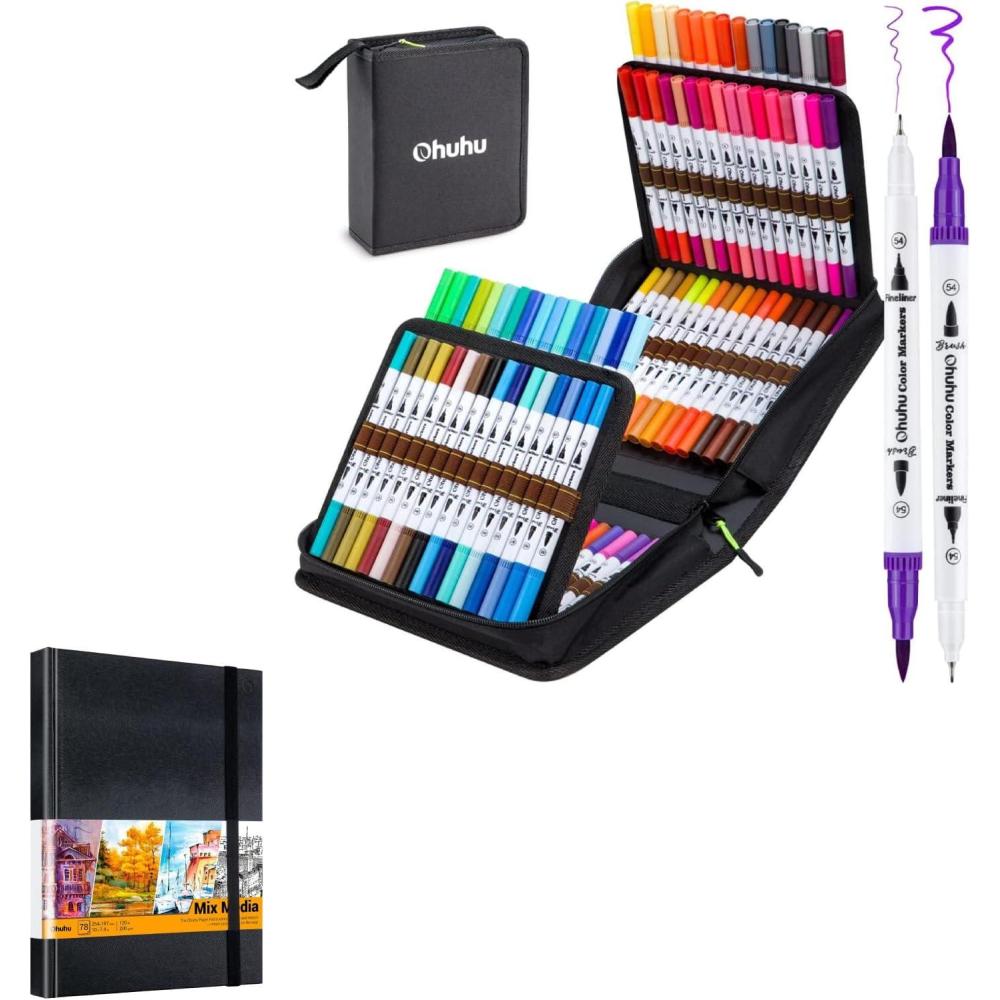 imageOhuhu Coloring Markers 100 Colors amp Mix Media Pad