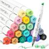 imageOhuhu Alcohol Markers Brush Tip AP Certificated 24 Basic Colors Double Tipped Alcohol Based Art Marker Set for Artist Sketching Adult Coloring Illustration  Brush and Chisel Dual Tips  Honolulu 2