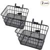 imageOhuhu Bike Basket RustProof Quick Release Front Handlebar Bicycle Lift Off Baskets with Holder Mesh Bottom Black 2 Pack