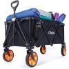 imageOhuhu Collapsible Folding Wagon Cart Extra Reinforced Foldable Wagons with 400 LB Capacity Heavy Duty Utility Outdoor Grocery Shopping Carts with Removable Wheels amp 2 Drink Holders for Camping Picnic