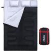 imageOhuhu Double Sleeping Bag Queen Size 2 Person 3 Season for Warm amp Cold Weather Camping Sleeping Bag with 2 Pillows Large Size 87 x 60 Waterproof Lightweight