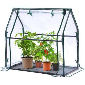 Mini Greenhouse for Indoor Outdoor: Ohuhu Tabletop Portable Green House with Waterproof Pad for Small Plants Nursery Germination, 36″x18″x33″ Heavy-Duty Cover Tent Humidity Dome Seedling Accessory(36 x 18 x 33 inch)
