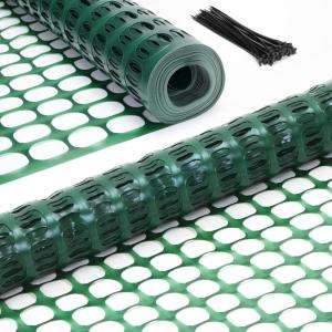 Ohuhu Garden Fence Animal Barrier: 4’x50′ Reusable Netting Plastic Safety Fence Roll with Zip Ties, Temporary Pool Fence Snow Fence Construction Fencing for Poultry Deer Rabbits Chicken Dogs, Green