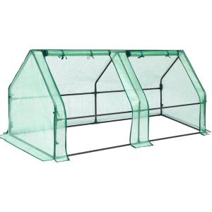 Ohuhu Portable Mini Greenhouse, 71″x36″x36″ Greenhouses for Outdoors with Dual Large Zipper Doors & Ground Stakes, Waterproof & UV Protected Plastic Green House for Outside Garden Patio Backyard(PE)