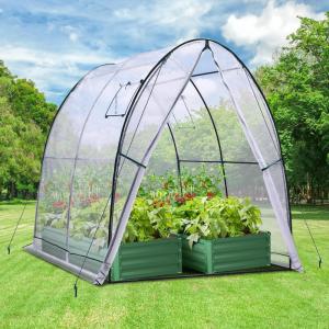 Ohuhu Portable Tunnel Greenhouse Outdoor: Heavy Duty Walk in Green House with Mesh Windows Durable Plastic PE Cover for Outside, 5.9×5.9×6.6 FT, White(White)