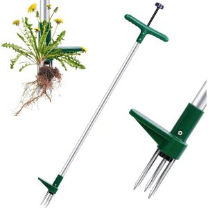 Ohuhu Weed Puller Tool, Detachable Stand-Up Weed Puller Tool with Long Handle, Stainless Steel 3-Claw Weed Remover Tool, Easily Remove Weeds Without Bending, Pulling, Kneeling for Elder
