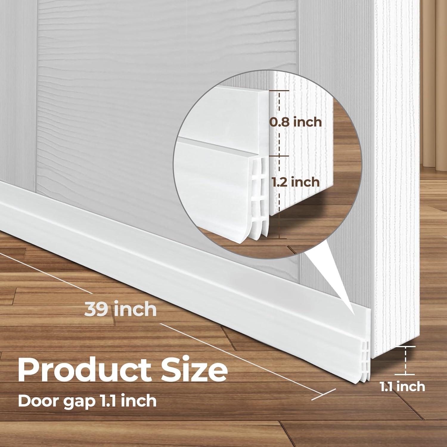 imageDoor Draft Stopper Weather Stripping Ohuhu 39 L x 2 W Under Door Bottom Seal Strip Sweep Backing Adhesive Blocker Gap Filler Flexible Noise Insulation Draft Guard Bottom of Door Garage